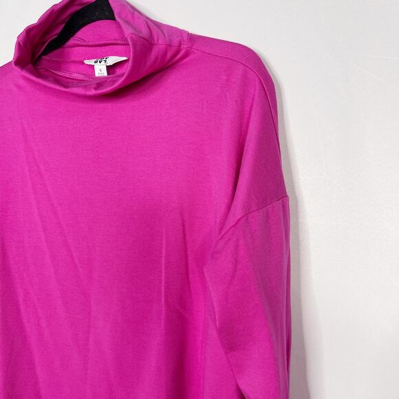 JoyLab Womens Small Bright Pink Mock Neck Side Split Lightweight Sweatshirt Top - Picture 3 of 8